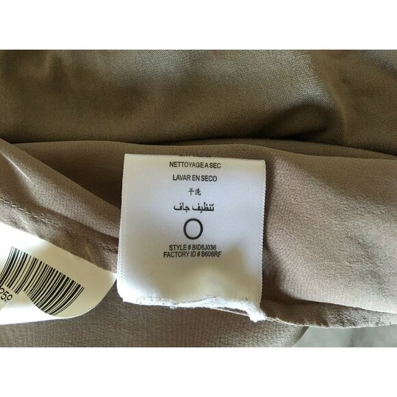 BCBG Maxazria Women Dress Tan Size M Silk Shell Knit Sleeves Dual Fabric Flaw - Picture 6 of 8